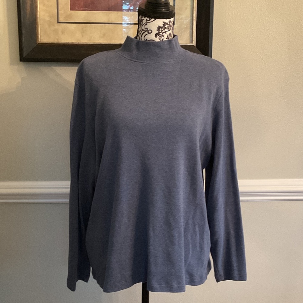 Karen Scott Blue Mock Neck Sweatshirt